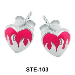 Flame Heart Stud Earring STE-103